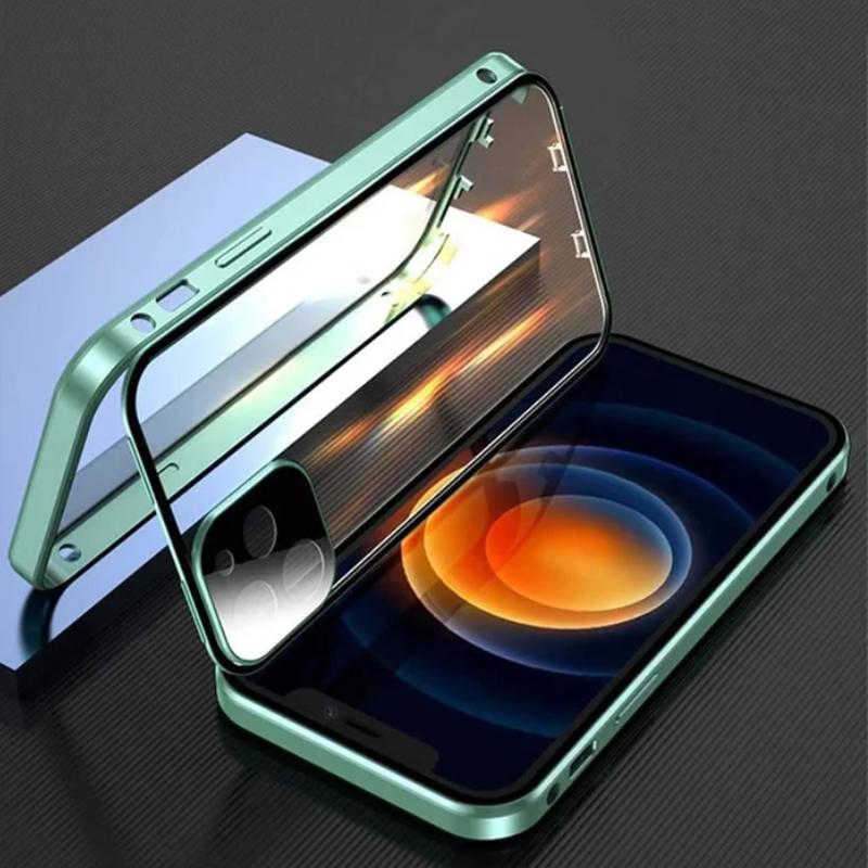 For Magsafe Case For iPhone 17 16e 15 14 13 12Pro Max Metal Magnetic Wireless Charging Lens Protection Double Sided Buckle Cover