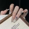 Handmade Medium-Length Cat Eye Press-On Nails with Rhinestones - Super Sparkly, Elegant, and Skin-Brightening 2025 Autumn/Winter Bestseller.
