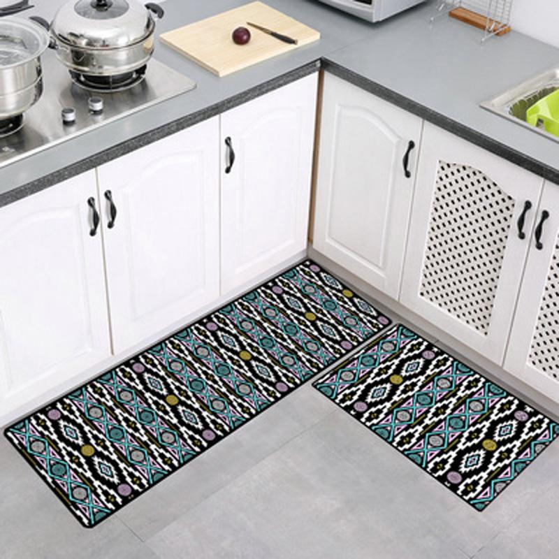 Fashionable Textile Kitchen Mat Anti -Slip Kitchen Rugs Balcony Bathroom Printed Carpet Home Floor Mat Doormat Bath Carpet