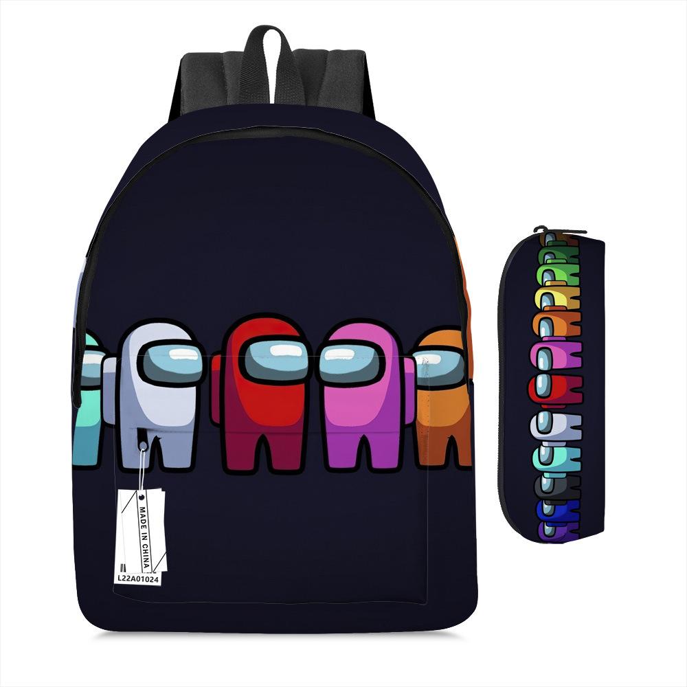 Among Us Two-Piece Backpack Space Werewolf Primary And Secondary School Students Cartoon Schoolbag Three-Piece Satchel Pencil Case