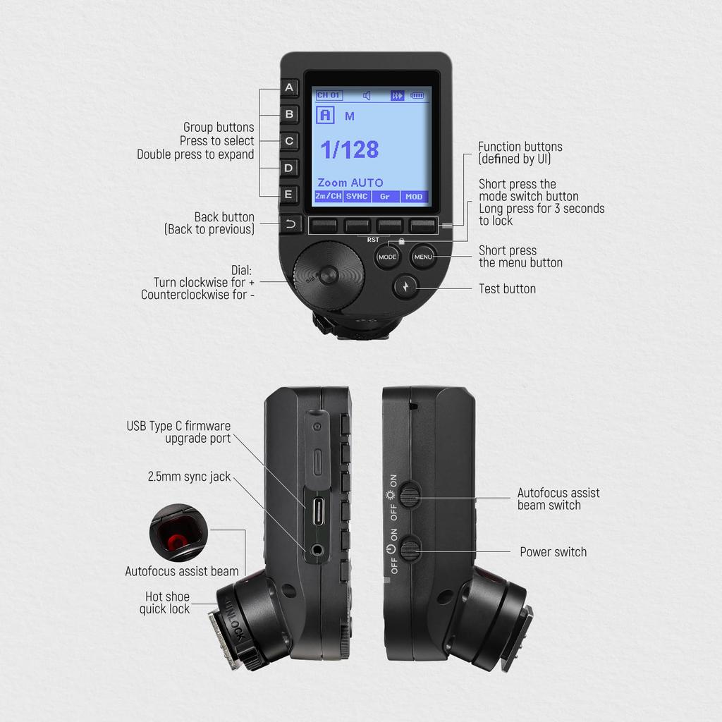 Neewer Upgraded TTL Wireless Flash Large Angled 5 9 Customizable Compatible with PRO QPRO-C Trigger, 1/8000s HSS, Screen, Design, Groups, Functions,