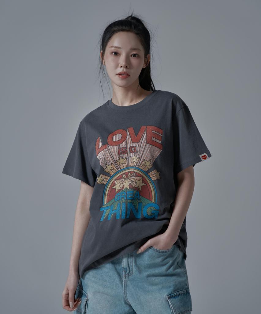 WAARFORWOMAN Wt-73 Love Short Sleeve T-Shirt_Charcoal
