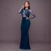 European & American Lace Applique Fishtail Velvet Evening Gown for Women