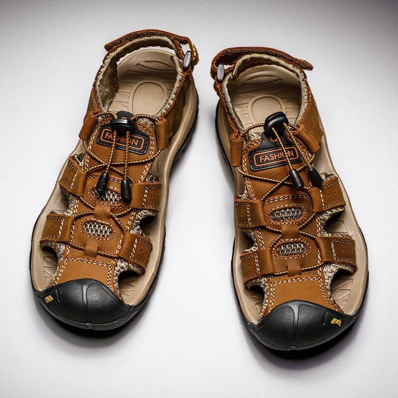 Classic Men 'S Sandals Summer Soft Sandals Comfortable Mens Shoes Genuine Leather Sandals Big Size Soft Outdoor Casual Shoes Men