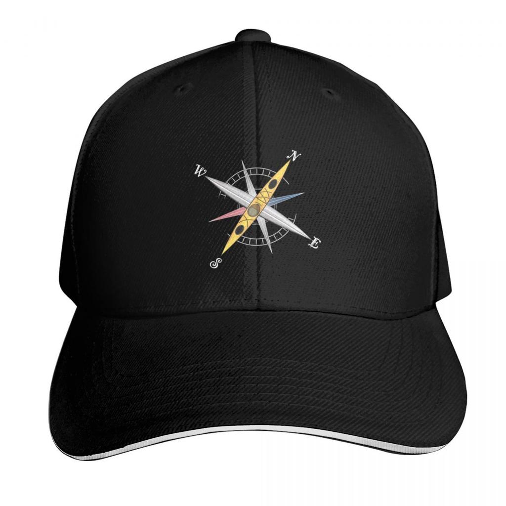 Cooles Kajakdesign mit Windrose und gelbem Kajak Baseballkappe Hip Hop Neu im Sortiment Hut Geburtstag Unisex Kappen Damen