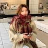 2025 Korean imitation cashmere scarf women's autumn and winter high-end warm shawl cute versatile plaid scarf