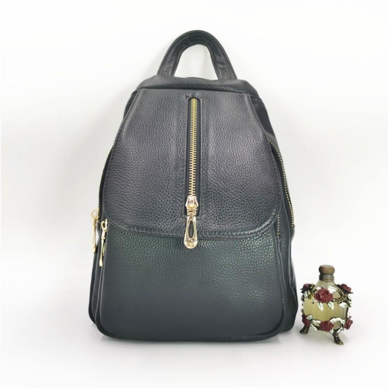 

First-layer Cowhide Genuine Leather Women s Bag New Casual Multi-purpose Medium Backpack Length 22 width 8 height 28 чёрный