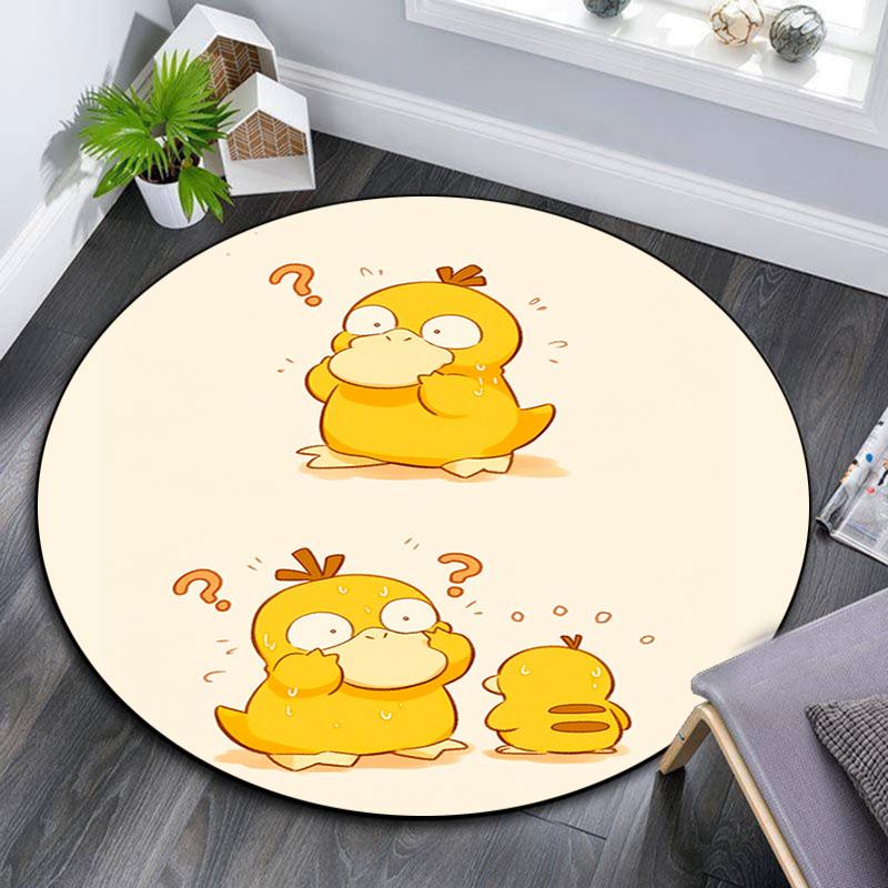 Psyduck Cartoon Pattern Round rug,Carpet Rug for Living Room Bedroom Playroom ,Non-slip Floor Mat,Holiday Gifts and Birthday Gifts.