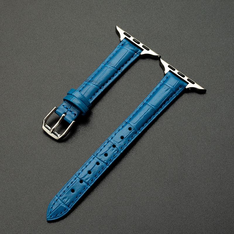 Genuine Leather Bamboo Grain Slim Apple Watch Band for Men & Women - iWatch Ultra Style