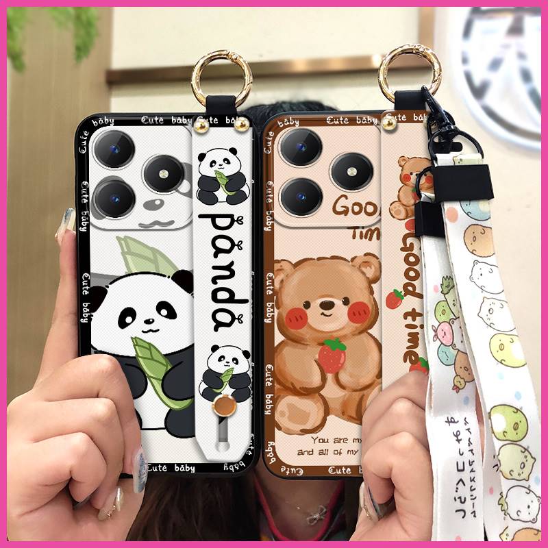 Ring Wrist Strap Phone Case For Realme C63 4G/C61 4G Back Cover Kickstand Anti-knock Silicone Cartoon Shockproof Durable