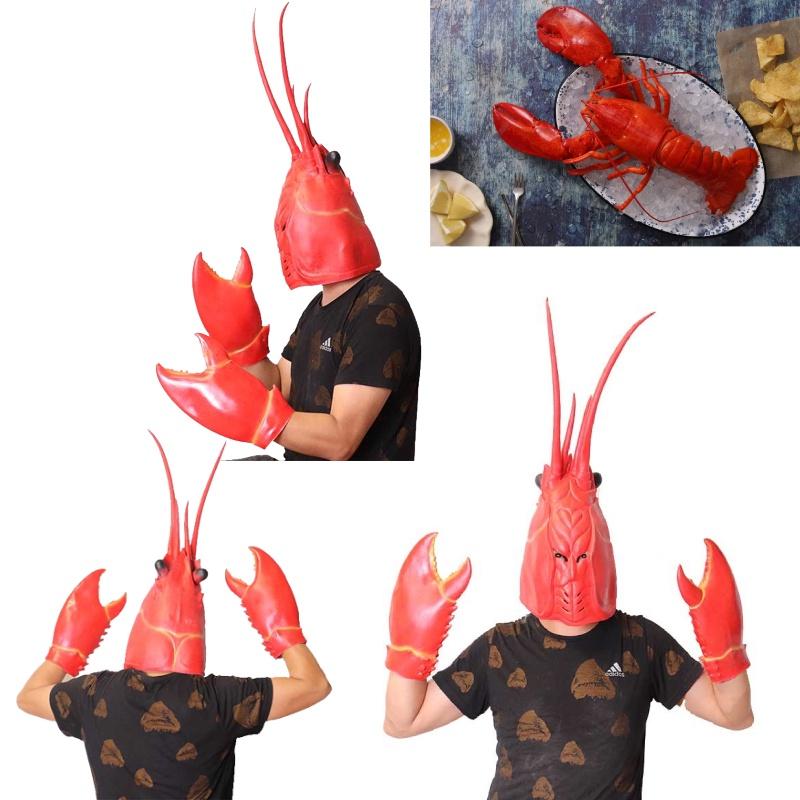Dragon Lobster Head Mask Creative Latex Gloves For Stage Performance Festive Cosplay Accessories