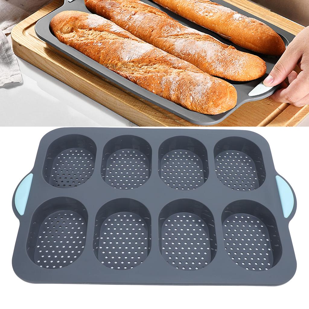 Silicone Bread Pan Nonstick Heat Resistant Perforated French Bread Baking Pan Cake Pan with Anti Slip Handles