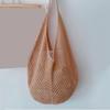 Yogodlns  Fashion Large Capacity Beach Simple Knitted Women's ShoulderBag Knitted Hollow Woven Inner Tote Bag