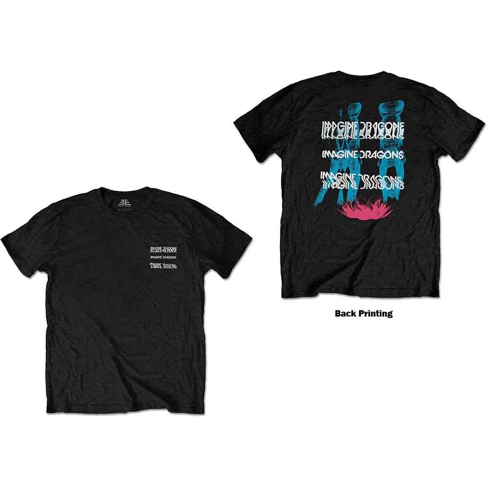 Imagine Dragons T Shirt Unisex Glitch Band Logo Unisexs Black Xxl S