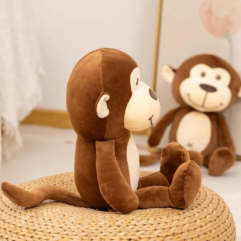 New 1pc 45cm  Monkey Plush Doll Brown Smiling Monkey Soft Stuffed Animal Cute Huggable Plushies Birthday Gifts For Girl