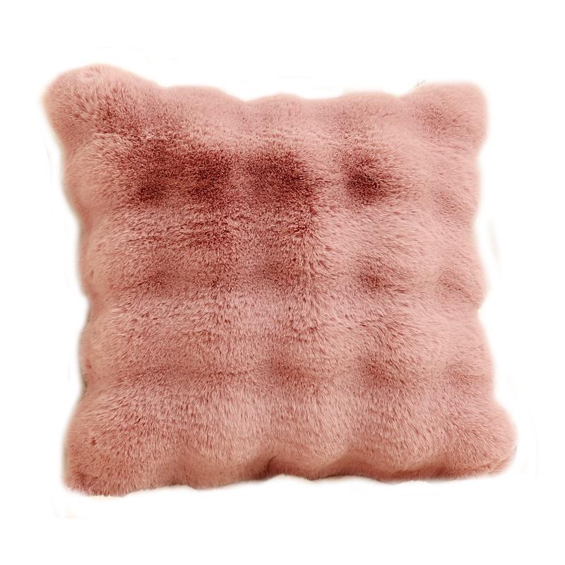 Simple Solid Color Faux Rabbit Fur Pillowcase - Soft Cushion Cover for Home/Sofa/Bedside (No Pillow Insert)