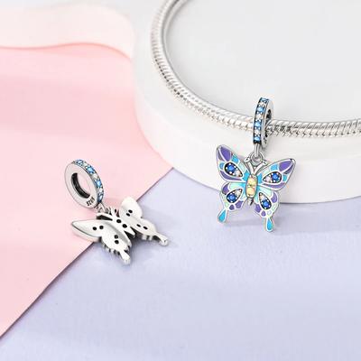 Charm Beads Plata Originales Colored Butterflies Beads For Charms Copper Bracelet Jewellery Creating Women'S Gift Choice
