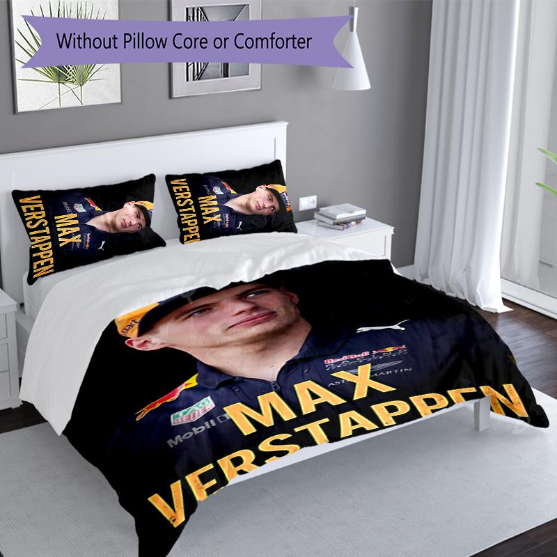 Set di biancheria da letto con motivo M-Max Verstappen per 3 persone, set copripiumino include copripiumino e federe, decorazione perfetta per la camera da letto per tutte le stagioni e regalo