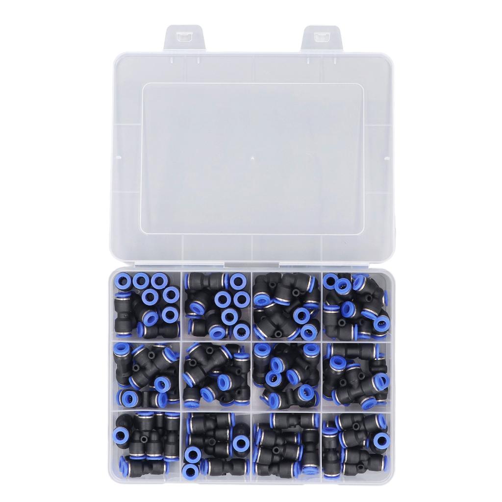 80 Pcs 1 4 Inch Pneumatic Fitting Kit Splitter Elbow Tee Straight Quick Connect Air Fittings for PU Nylon Soft PE Tube