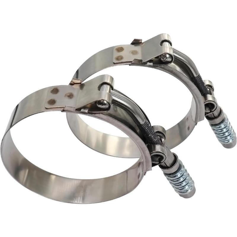 2PCS 2.5-inch Heavy-duty T-bolt Stainless Steel Spring Clamp Automatically Adjusts To Maintain Constant Tension (68mm To 76mm)
