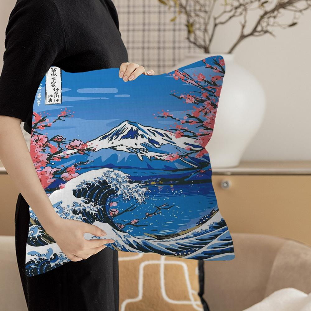 

Vintage Great Wave Off Kanagawa Japanese Art Cushion Cover Pillowcase Upholstery Sofa Throw Pillow Home Decor Pillowcas 30x30cm