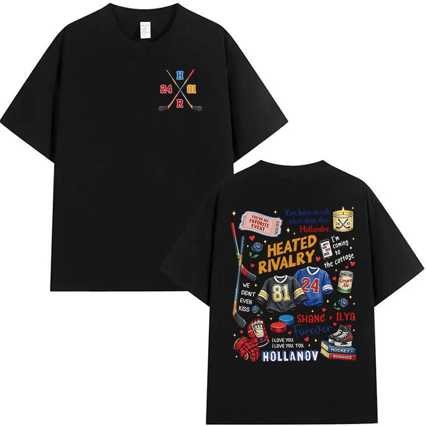 Heated Rivalry Print Graphic T Shirts Movie Shane Hollander 24 Ilya Rozanov 81 Vintage 100 Cotton Tshirt Men Women Fans Tops