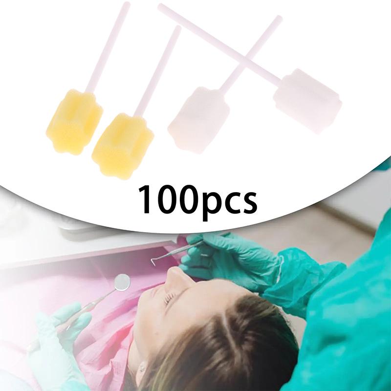 100Pcs Disposable Sponge Stick Multi-Function Oral Swabs Single Use Cleaning Accessories Professional Cavity Supply