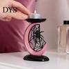 Sweet Cool Style Decor Halloween Pink Moon Spider Candle Holder, Dark Aesthetic Tray for Exquisite Ornament Pillar Candles, Gothic Resin Tabletop Home