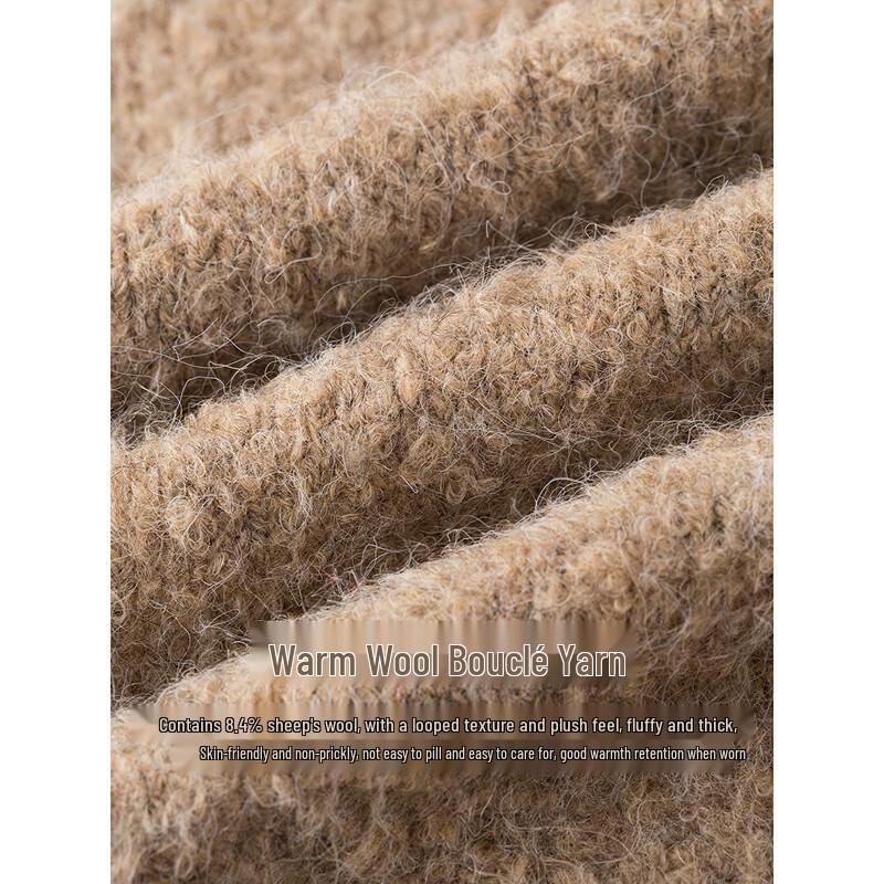 INMAN Women's Wool Blend Embroidered V-Neck Drop-Shoulder Sweater