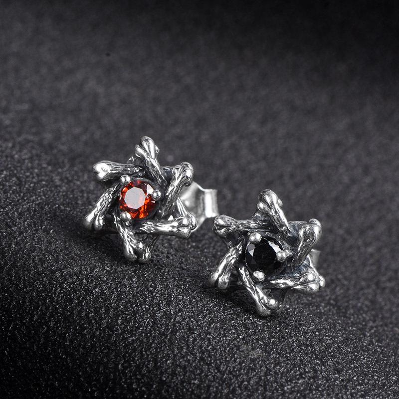 Men's Trendy Black Six-Pointed Star Stud Earrings - Vintage Ear Jewelry