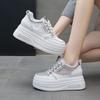 Platform white shoes women's 2025 autumn new small inner height increase women's shoes breathable mesh casual sports board shoes