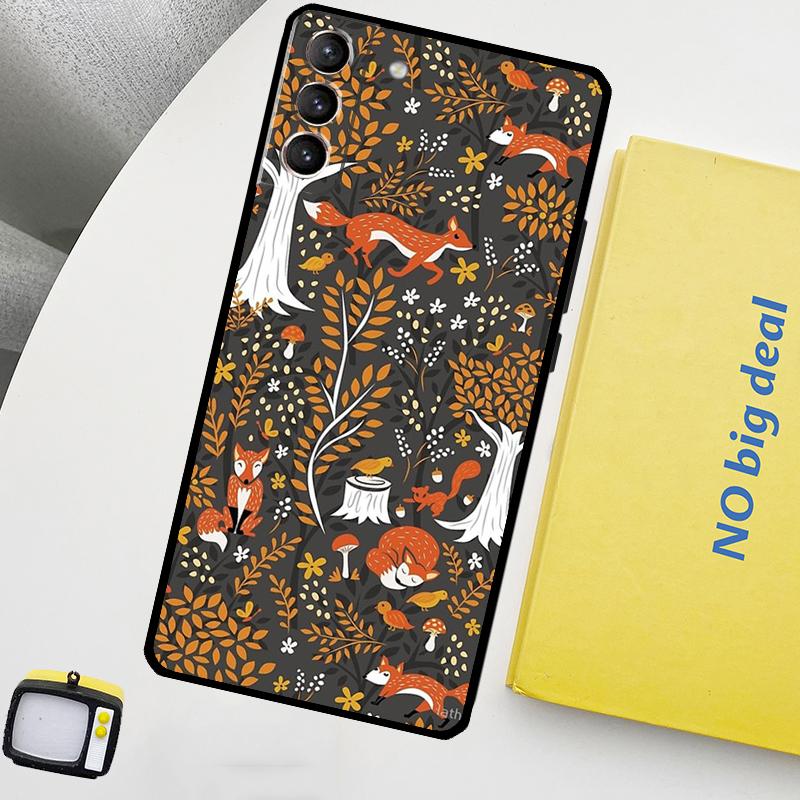 Autumn Leaves Fall Fox Phone Case For Samsung Galaxy S25 Ultra S20 S21 S22 S23 Plus S9 S10 S25 FE S24 Ultra Cover