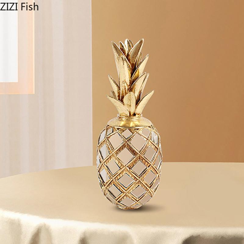 Creative Golden-plated Fruits Statue Apple/pear Ornaments Desk Decoration Resin Crafts Pineapple Sculpture Room Aesthetic Decor