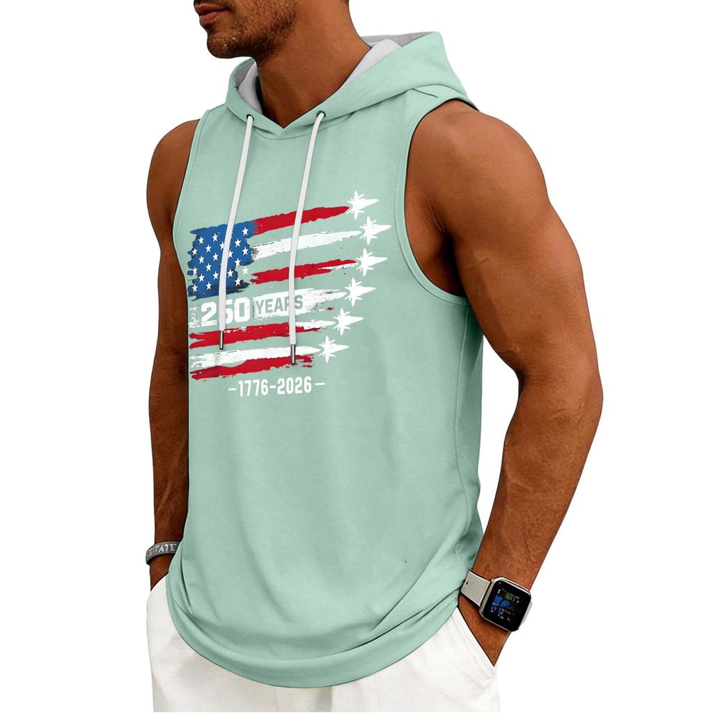 Men's Tank Top Gym Sleeveless Hoodie Shirt Washed Sports Muscle Shirts Fitness Vest With Hood