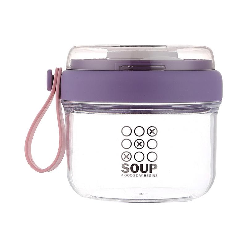 Portable Breakfast Cup with Lid & Spoon - Versatile for Salad, Oatmeal, Yogurt, or Overnight Meals