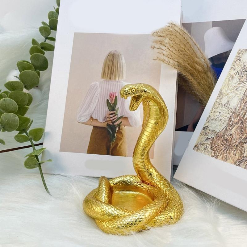 2025 Snake New Years Figurines Statue Handcraft Resins Cobras Decoration Fun Desk Ornament New Years Decoration