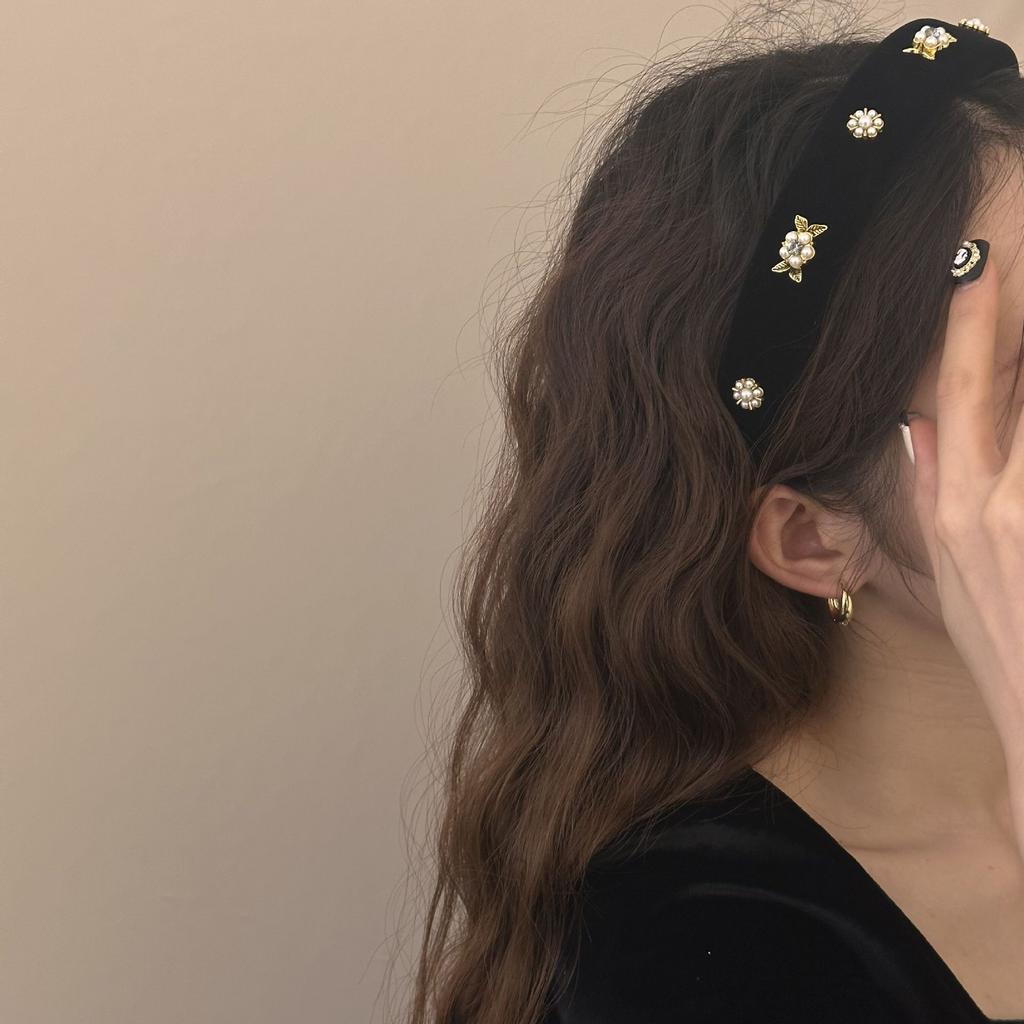 French Style Handmade Butterfly Wool Waves Hairband Fairy Cute Simple Temperament Exquisite Pearls Hair Accessories New