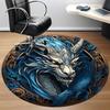 1pc Dragon Fantasy Artwork Carpet for Office Non-Slip, Round Carpet, Soft & Comfortable, Carpet for Office, Lightweight Round Floor Mat