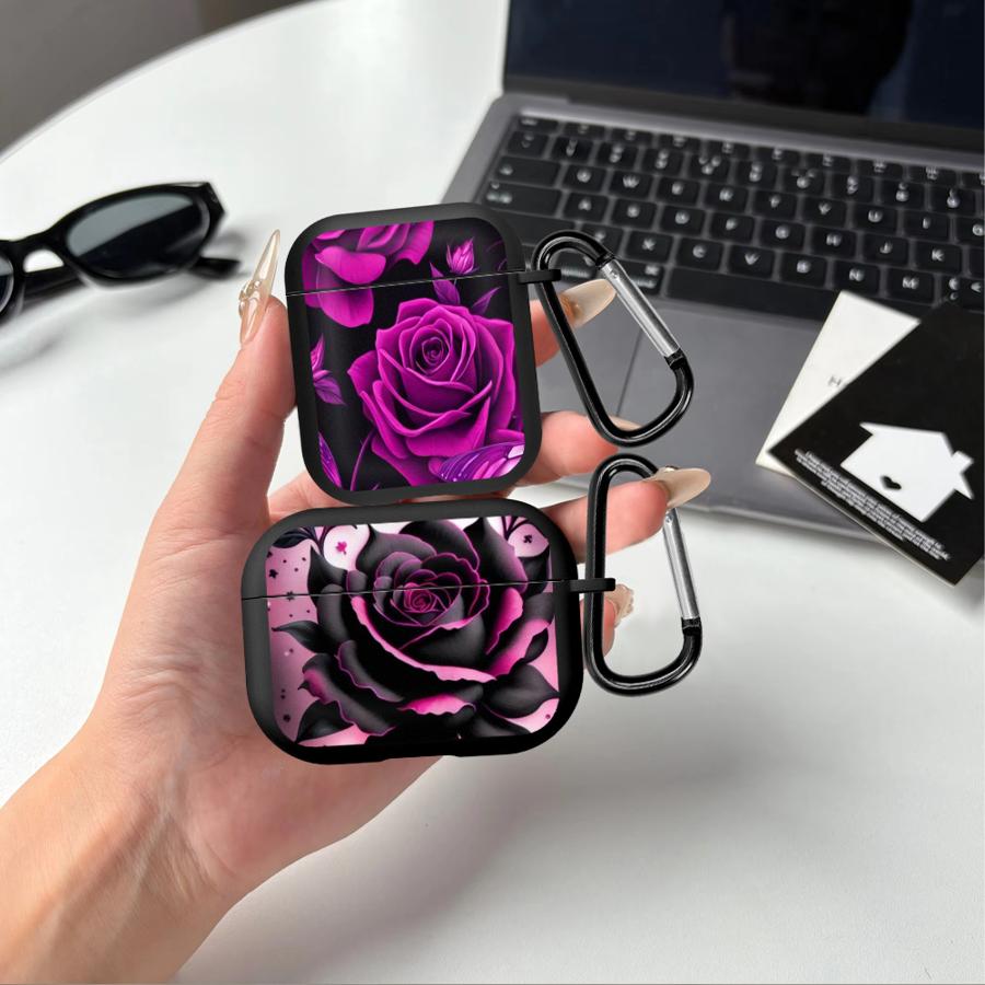 Schwarze Rosenhülle Für Airpods Pro3 Pro2 2 4 Pro 3 1 Kopfhörerhüllen Abdeckung