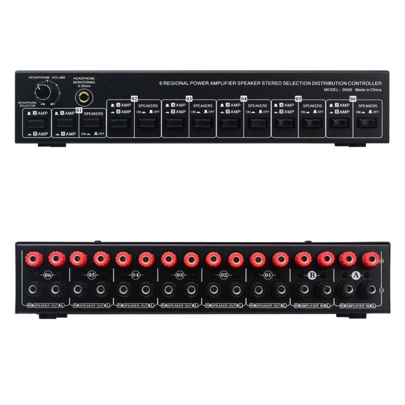 2 In 6 Out Power Amplifiers Loudspeaker Box Switcher 6 Channel Speaker Distribution Device Loudspeaker Switching Amplifi