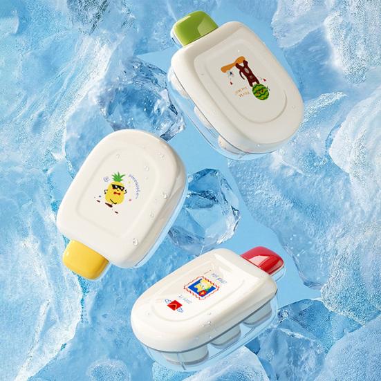Cartoon Print Ice Cube Maker, Ice Cube Mold with Buckle Sealing Cover, Easy Release Food-Grade Safe Ice Tray