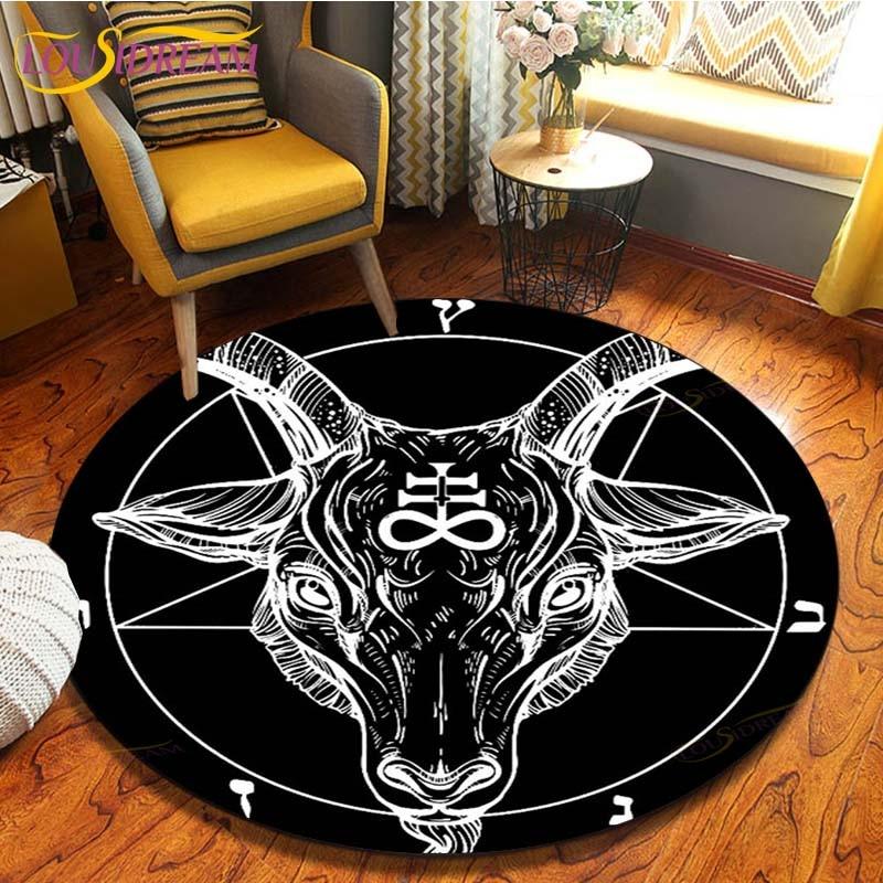 Satan Skull 3D Print Waterproof and Non-slip Circle Cute Floor Rug Round Area Rugs Living Room Children Chair Tent Carpets