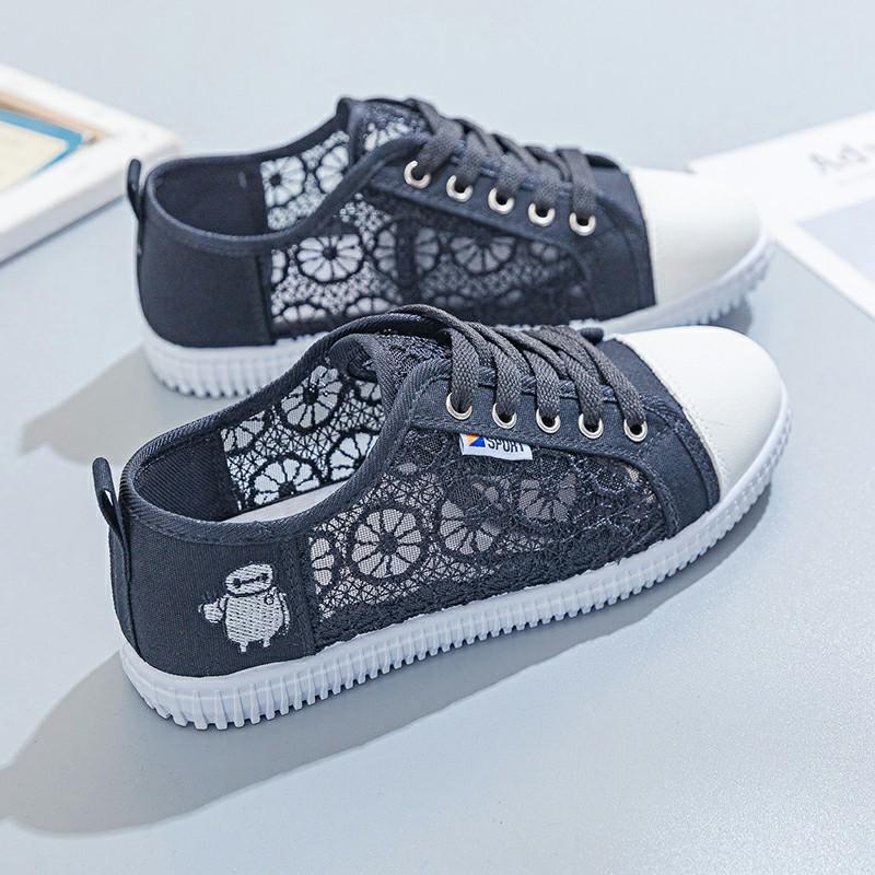 Women White Mesh Sneakers Breathable Lightweight Trendy Flats Spring Summer Casual Shoes