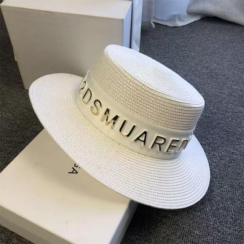 Beach hat men s and women s summer Korean version versatile British white Panama top hat summer seaside sunshade straw hat trendy hat adjustable