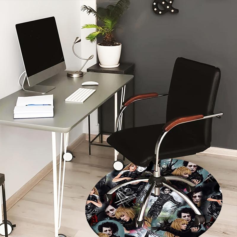 

1pc Edward Scissorhands Collage Round carpet, Made of Polyester,Perfect for Decorating Office Chairs, Living Rooms,fplt032 80cm by 80cm