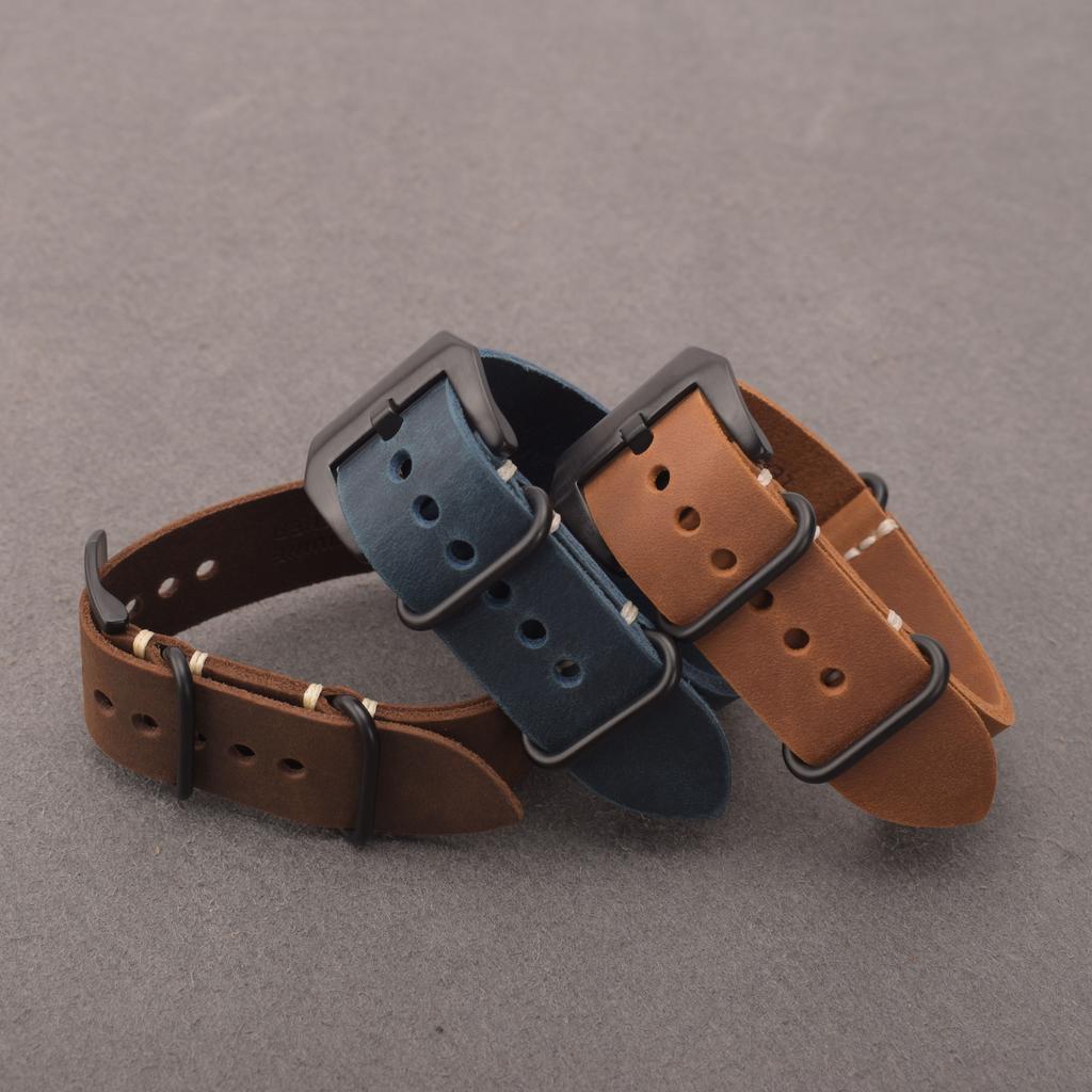 Heqi Italian Crazy Horse Leather Watch Straps Leather Genuine Strap 22mm Watch Band Manufacturer