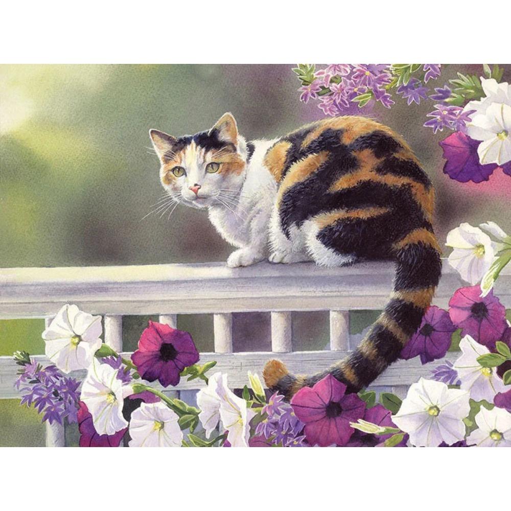 Diamond Painting Full Drill Colorful Cat Round Diamond Painting Cartoon Cute Animal Diy Diamond Mosaic Painting Home Decoration