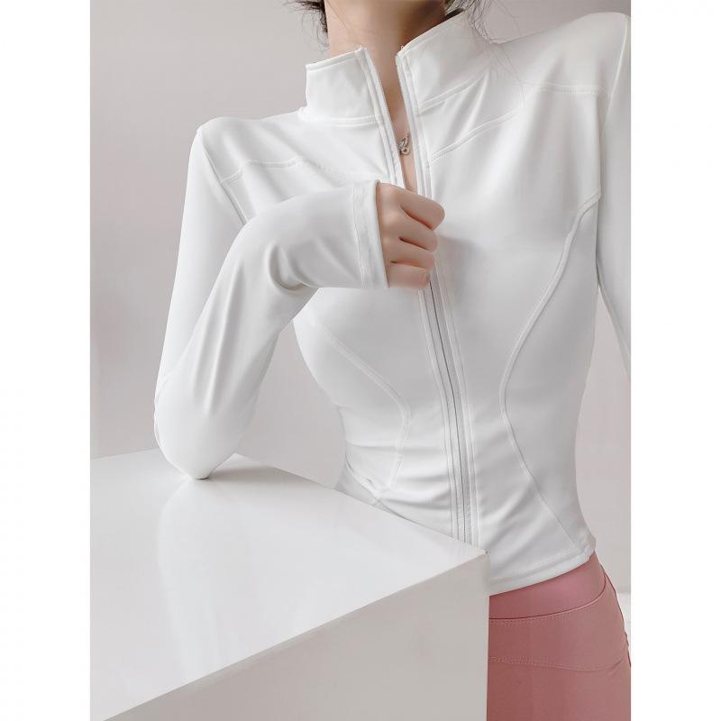 Pilates Fitness Jacket, Quick-dry Top, Stand-collar Yoga Suit, Women's Tight Slimming Waist-tightening Sports Top, Running Training
