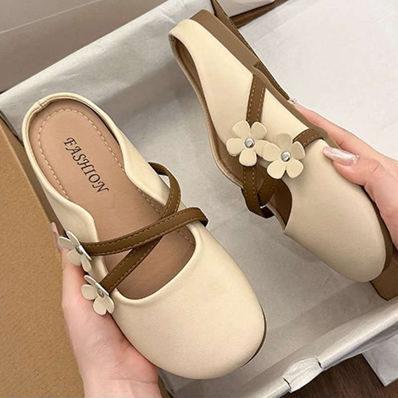 

Сумка с плоским дном, голова, полутапочки, женская летняя уличная обувь, новинка 2025 года, вечерние женские туфли на одном ремешке, полуботинки Мэри Джейн 40 бежевый