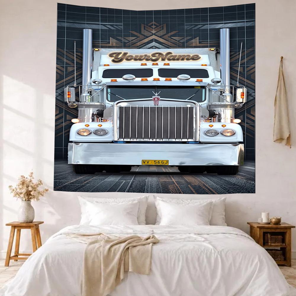 Peterbilt Heavy Trucks Custom Your Name Wall Decor Tapestry Art For Pet Memorial Birthdaywedding Party Backdrop Family Gift